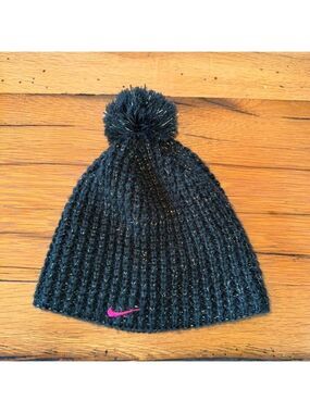 Nike Black & Pink Beanie Hat Size 7-16